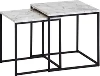 WOHNLING Beistelltisch 2er Couchtisch Set Marmor Optik Weiß Wohnzimmertisch