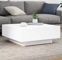 vidaXL Couchtisch mit LED-Leuchten Weiß 80x80x31 cm