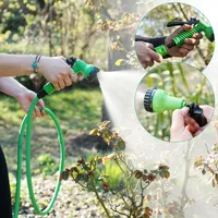 Navaris Flexibler Gartenschlauch 5-15m - mit 7 Funktionen Brause und Schnelladaptern - Wasserschlauch flexibel dehnbar - Wasser Garten Schlauch