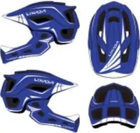 Kask dziecięcy, zdejmowany, na całą twarz, niebiesko-biały, ochronny, na rower, deskorolkę, hulajnogę, skuter