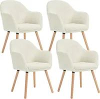 WOLTU 4×Esszimmerstuhl Armlehnstuhl, Polsterstuhl Modern aus Cord, Beige