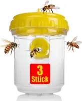 BigDean 3 Stück Wespenfalle für draußen in Gelb ø9x13cm – Lebend Falle zum Aufhängen perfekt für Bienen, Wespen und als Fliegenfalle geeignet
