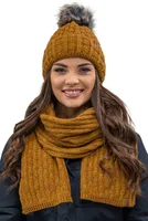 Vivisence damen bommelmütze und schal set warm kopfbedeckung und halsbedeckung an winter und herbst warm dick, wintermütze mit bommel, winterset