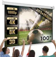 Jago® Leinwand Beamer - 1:1, 4:3, 16:9, HD 4K 3D, Rollo  - Beamerleinwand, Projector Screen, Projektionsleinwand, Heimkino (203 x 152 cm - 100")