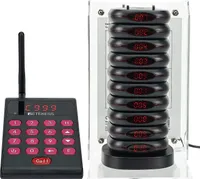 Retekess TD161 Bezdrátový volací systém, 500M pagerový systém s klávesnicovým vysílačem, vestavěná 1000mAh baterie, dotaz na historii, 10 pagerů pro restaurace, hotely, kavárny