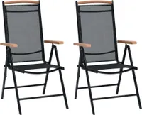Gartenstühle Klappbar 2 Stk. Aluminium und Textilene Schwarz 41732