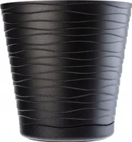 KADAX Blumentopf mit Untersetzer "Greve", Blumenkübel, Pflanztopf aus Kunststoff, Übertopf, rund, 25 cm, Schwarz