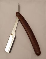 Rasiermesser Griff aus Echtholz/Mahagoni mit Klingenhalter für halbe Klingen