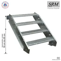 4 Stufen Stahltreppe Breite 80 cm Geschosshöhe 55-85cm inkl. Zubehör