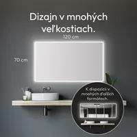 Kúpeľňové zrkadlo s osvetlením TALOS Moon LED kúpeľňové zrkadlo 120x70 cm - odolné proti vlhkosti vďaka hliníkovému rámu - svetlá farba neutrálna biela