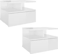 vidaXL Hängende Nachttische 2 Stk. Hochglanz-Weiß 40x31x27 cm