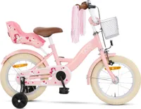 SJOEF Dolly Kinderfahrrad 14 Zoll | Kinder Fahrrad für Mädchen / Jugend | Ab 2-7 Jahren | 12 - 18 Zoll | inklusive Stützräder (Rosa)