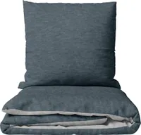 Bettwäsche Set Baumwolle Jersey 155x220 cm Anthrazit Hellgrau Melange mit Reißverschluss