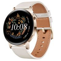 HUAWEI Watch GT3 (42mm) mit Lederarmband light gold/white