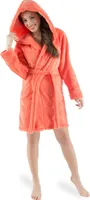 Korfu Bademantel S lachs Polyester Sherpa-Fleece 260 g/m² Kapuze kurz
