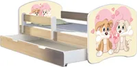 ACMA Jugendbett Kinderbett Junior-Bett Komplett-Set mit Matratze Lattenrost und Rausfallschutz Sonoma 12 Welpen 160x80 + Bettkasten