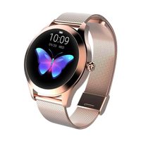 Mode Smart Watch Frauen KW10 IP68 wasserdicht Multisportarten Schrittzähler Herzfrequenz Smartwatch Fitness Armband für Damen (Farbe: rosegold)
