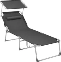 SONGMICS Gartenliege, groß, klappbarer Liegestuhl, 200x71x38cm anthrazit