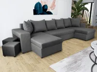 NAWSTOL Ecksofa U-Form mit Schlaffunktion, Sofa mit Bettkasten, Wohnzimmersofa, Wohnzimmersofa - Grau