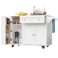 Küchenwagen mit erweiterbarer Arbeitsplatte,Kücheninsel mit 2 Schubladen, Servierwagen Küchenschrank Küchentrolley, 110x46x90cm