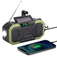 Caliyo Kurbelradio mit Handyladefunktion Solar Radio (5000 mAh Powerbank mit USB-Ausgang, FM/AM, Dynamo, IPX5 wasserdicht, LED-Taschenlampe, Notfallradio ideal für Outdoor, Reisen, Wandern)