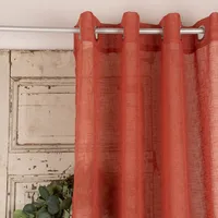 Ösengardine Leinenoptik uni terracotta 140x260cm