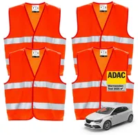 4er Warnwesten Auto ISO20471 orange 2024 - leuchtende & reflektierende Sicherheitswesten für PKW & LKW - Autozubehör für Notfälle und Pannen