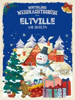 vianmo Dřevěná cedule 40x30 cm Weihnachtsgrüße ELTVILLE AM RHEIN