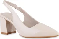 VAN HILL Damen Slingpumps Pumps Spitze Absatzschuhe Klassische Schuhe 841548, Farbe: Beige, Größe: 37