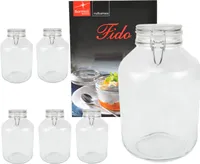 6er Set Einmachglas Bügelverschluss Original Fido 5,0L Vorratsgläser incl. Bormioli Rezeptheft