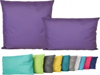 2er Set Outdoor Lounge Kissen Set 45x45cm + 30x50cm Dekokissen Inkl. Füllung Wasserfest Sitzkissen Garten Lotus Effekt, Farbe:Lila
