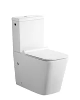 sanicomfort Stand-WC Kombination Aliki Square spülrandlos, inkl. WC-Sitz und Spülkasten mit waagerechtem Abgang