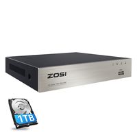 ZOSI H.265+ 8CH 5MP Lite Recorder mit 1TB HDD, 4-in-1 Hybrid DVR für 960H 720P 1080P 5MP Überwachungskamera, Bewegungserkennung