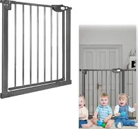 YARDIN Treppenschutzgitter, Doppelschloss extra sicheres Metall-Türschutzgitter zum Klemmen, Schwarz, 85-95 cm, Türgitter Klemmgitter | 90° Stop | Schließt automatisch