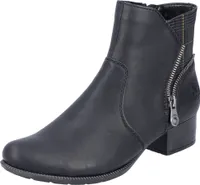 Rieker Damen Stiefelette Zierreißverschluss Warmfutter Blockabsatz 78675, Größe:42 EU, Farbe:Schwarz