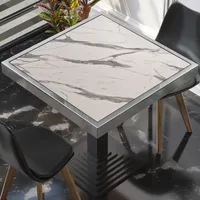 BRASIL | Gastro Tischplatte | B:T 50 x 50 cm | Weiß Marmor | Chrom Rand | Quadratisch | Gastro Tischplatte