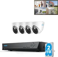 Reolink 12MP PoE Kamerasystem, 8-Kanal NVR mit 2TB HDD für 24/7 Aufzeichnung und 4 Dome Überwachungskameras mit Personen-/Fahrzeugerkennung