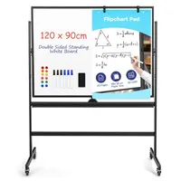 Mobilní magnetická tabule 160/180 cm výškově nastavitelná a otočná o 360°, oboustranná magnetická tabule 120x90 cm se stojanem, hliníkový rám tabule se zásobníkem na pera včetně příslušenství (černá)