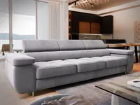 Sofa MOSINE Hellgrau Velours-Stoff mit Schlaffunktion, Sofa mit Bettkasten, Sofa mit Bettkasten, Wohnzimmersofa, Couch, Soffa, Bettsofa, Couchgarnitur- Hellgrau, MONOLITH 84