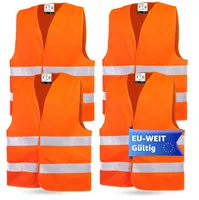 4x Warnwesten Auto ISO 20471 - Sicherheitsweste 2024 & 2025 orange: Unfall- und Pannenwesten & Warnwesten für Autos, PKW und LKW - Autozubehör