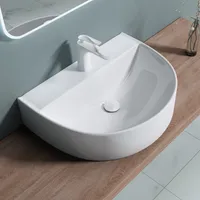 doporro Waschbecken Gäste-WC Aufsatzwaschbecken 44x60x16cm aus Keramik weiß Waschplatz inkl. Nano-Versiegelung Brüssel896