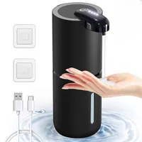 Seifenspender Automatisch, 380ml Infrarot Seifenspender mit Sensor,  4 Stufen einstellbar, USB Wiederaufladbar, IPX5 Wasserdicht, Schwarz