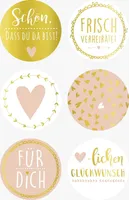 Sticker Schön, dass du da bist.. rund gold Packung mit 6 Stück