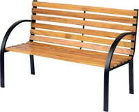 Outsunny Gartenbank Sitzbank Parkbank 2-Sitzer Garten Stahl + Holz Natur B122 x T60 x H83 cm