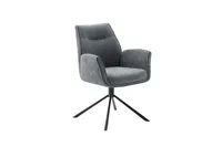 2er Set Sesselstuhl Diveria, 360° drehbar - Anthrazit / Schwarz