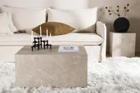 Couchtisch VERONA 60x80x40cm - Wohnzimmertisch in beige Marmor Optik
