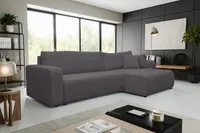 VENASI LUNA XL Ecksofa mit Schlaffunktion und Bettkasten Cord Schlafsofa Eckcouch Sofa Dunkelgrau