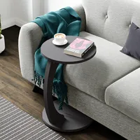 Beistelltisch ’Holeby’ Kaffetisch C-Form mit Rollen rund 56 x Ø 38 cm Grau