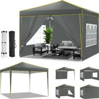 Składana altana 3x3m Składana altana Pop Up z 4 ścianami bocznymi, wodoodporna, ochrona UV 50+ Namiot ogrodowy Namiot imprezowy, ciemnoszary