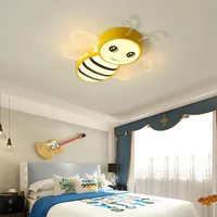 LED Deckenleuchte Kinderzimmer, Bienen-Design, dimmbar mit Fernbedienung, Kinderzimmerlampe, 60cm, Gelb